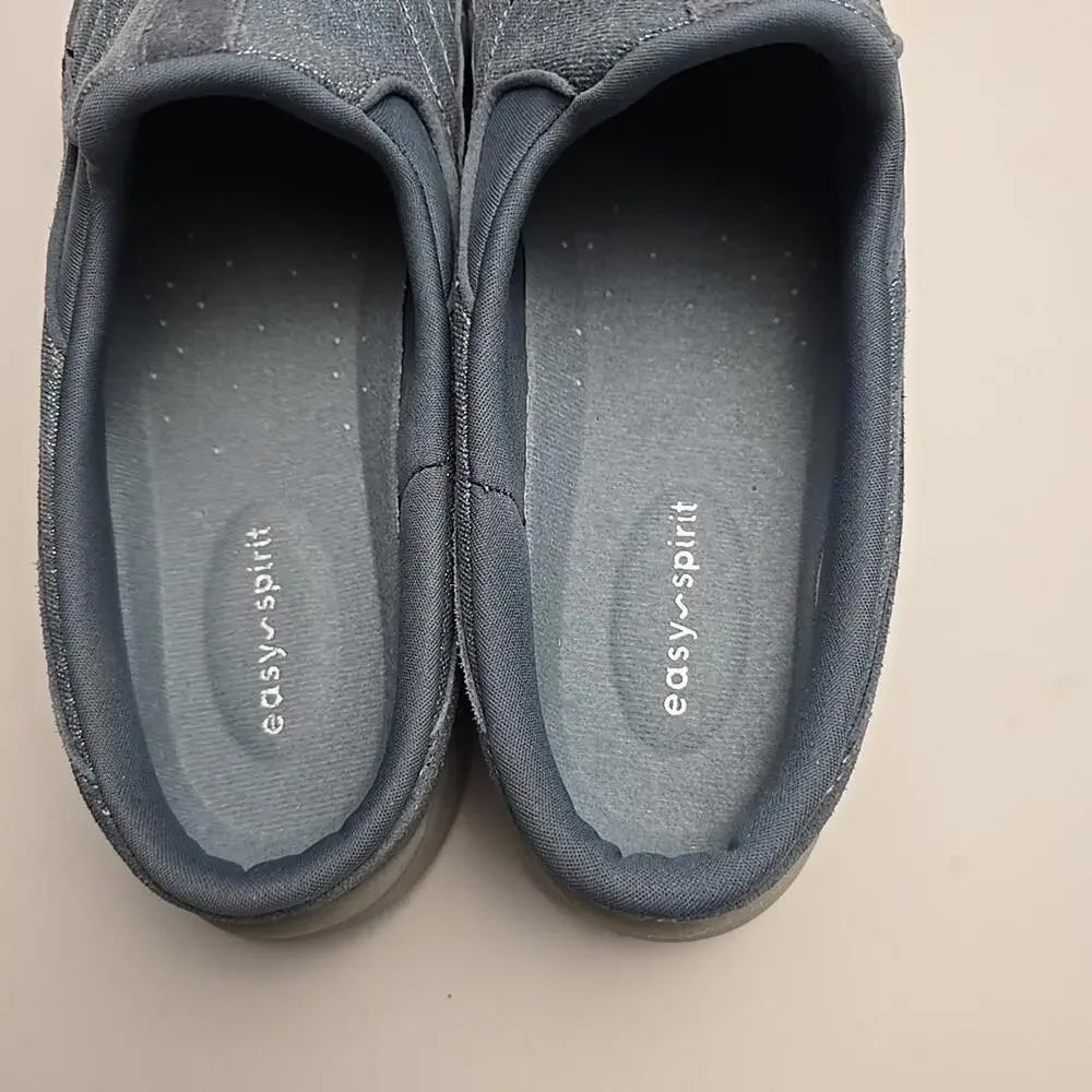 Easy Spirit Traveltime Clogs Blue Leather, Metallic Shimmer - Size 12M